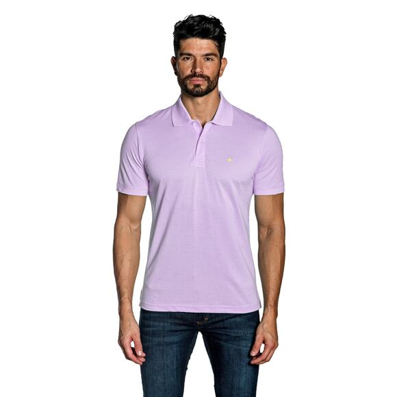 JARED LANG LAVENDER EMBROIDERED POLO - Picture 1 of 5